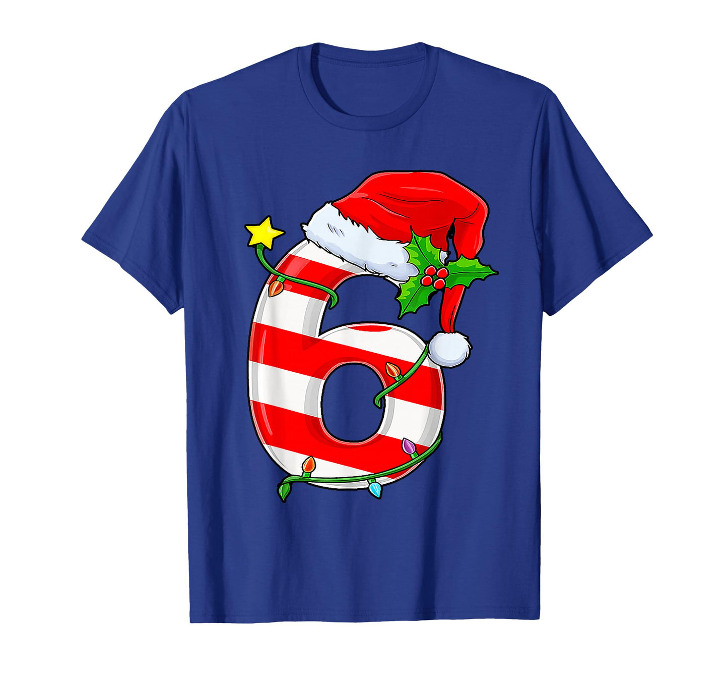 Fun Six Seven 6 7 Meme Candy Cane Lights Santa Christmas T-Shirt