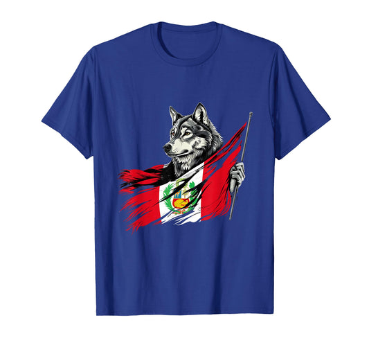 Peru Peruvian Pride Wolf Peruvian Roots Peruvian Flag T-Shirt