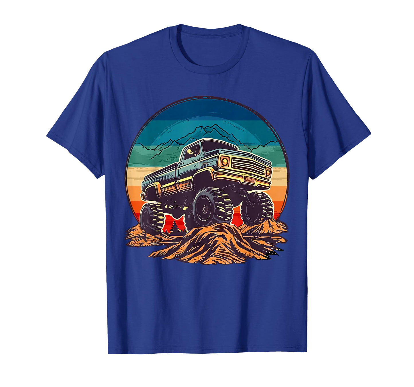 Retro Vintage Monster Truck Retro Sunset Monster Truck Boys T-Shirt