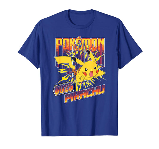 Pokémon 0025 Pikachu Ready To Fight Retro Big Chest Poster T-Shirt