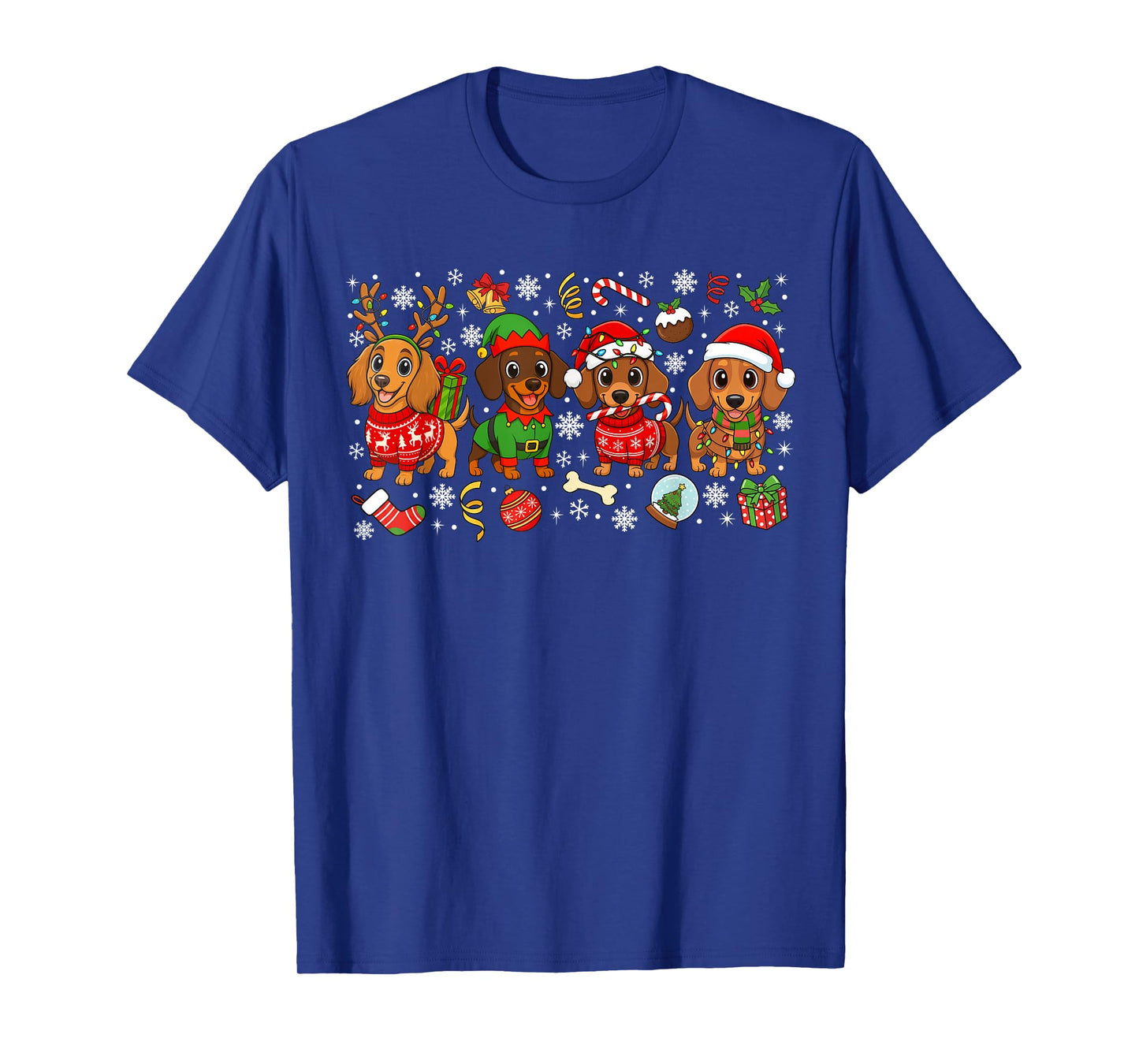 Christmas Dachshund Dogs Tree Xmas Gifts for Pet Dog Lovers T-Shirt