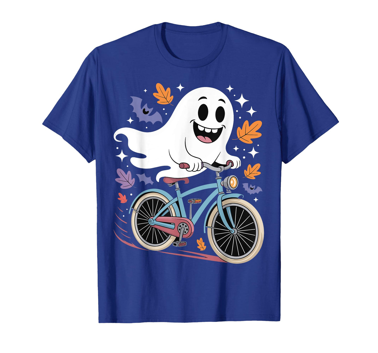 Funny Ghost Riding Bicycle Halloween Trick or Treat T-Shirt