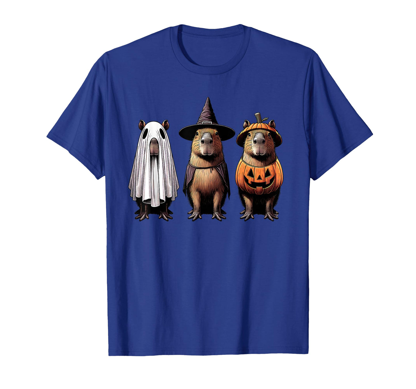 Funny Capybara Ghost Witch Pumpkin Halloween Costume Spooky T-Shirt