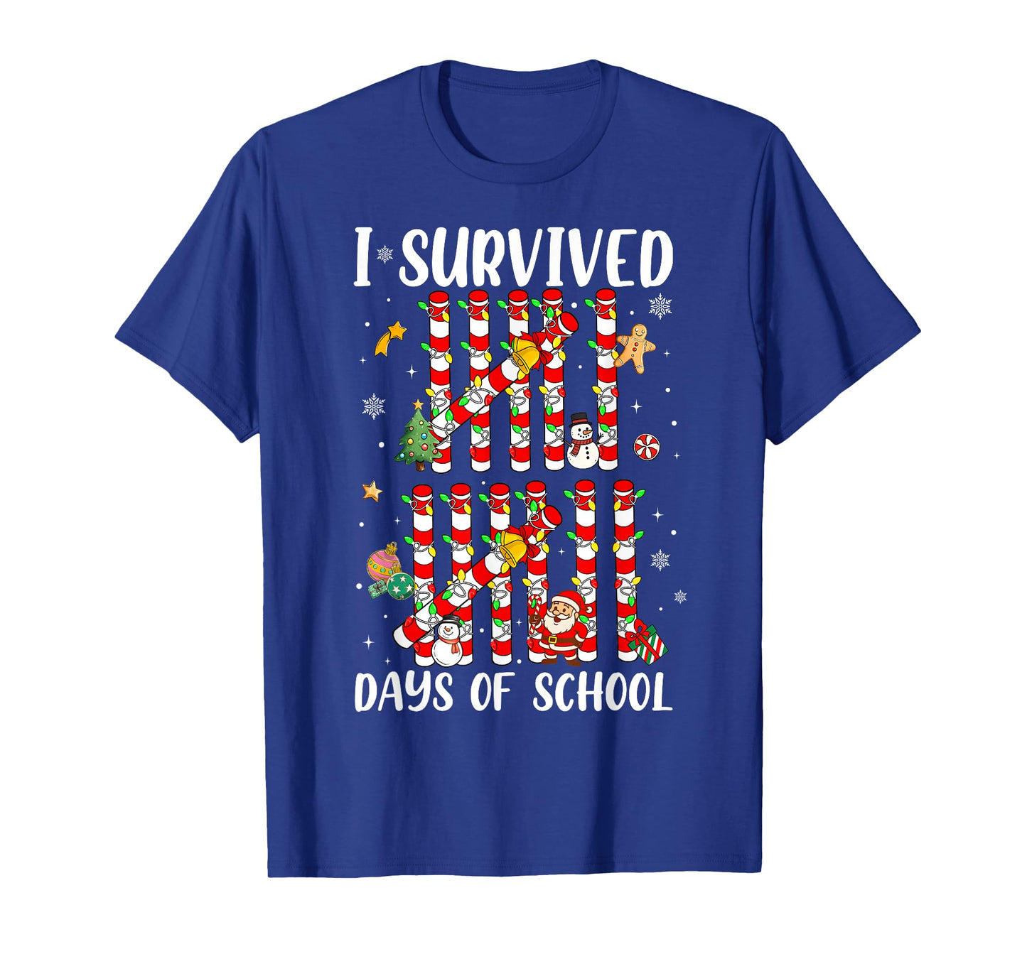 I Survived 67 Days of School Xmas Candy Cane Tally Boy Girl T-Shirt