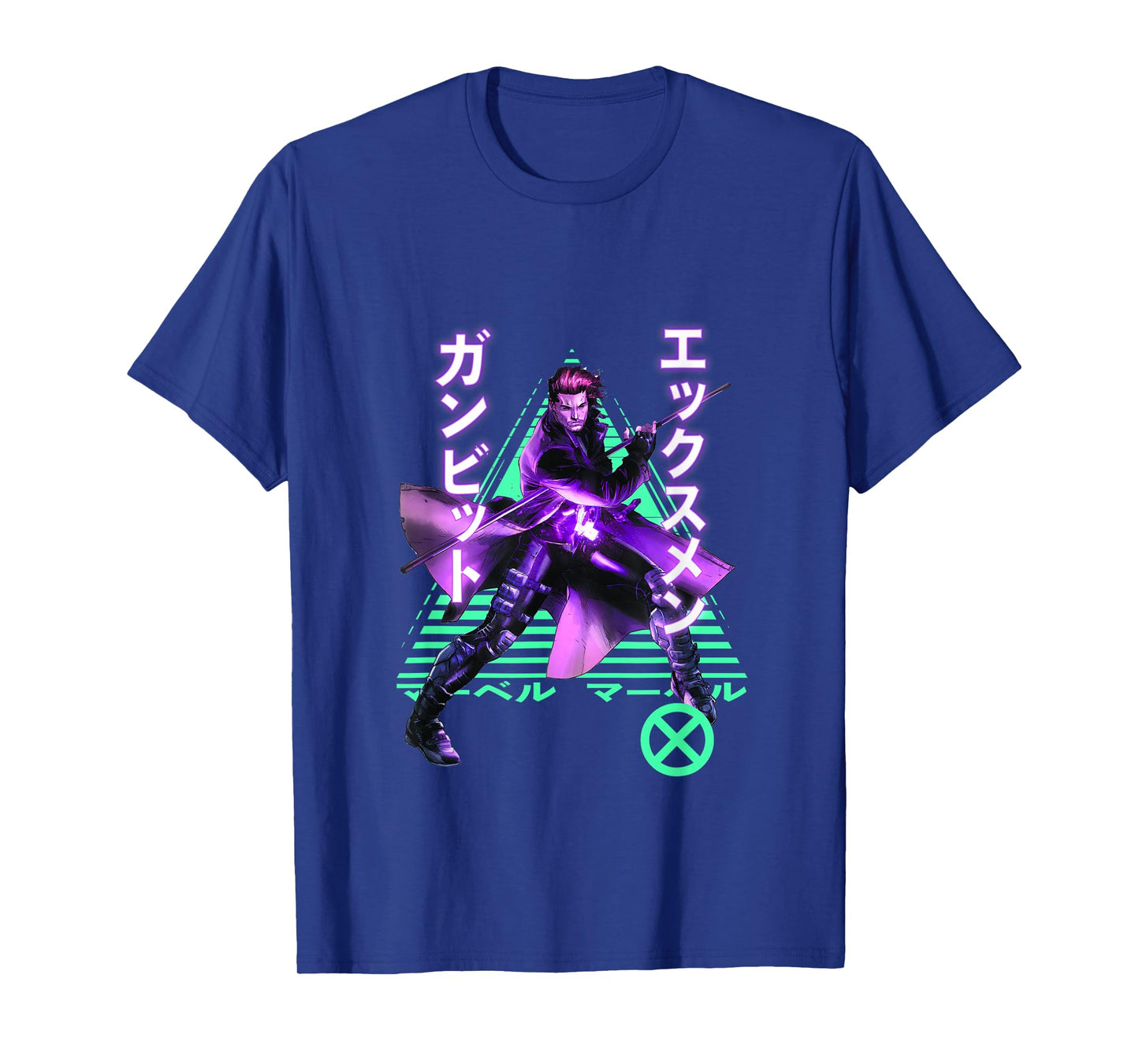 Marvel X-Men Anime Style Gambit Neon Kanji Portrait T-Shirt