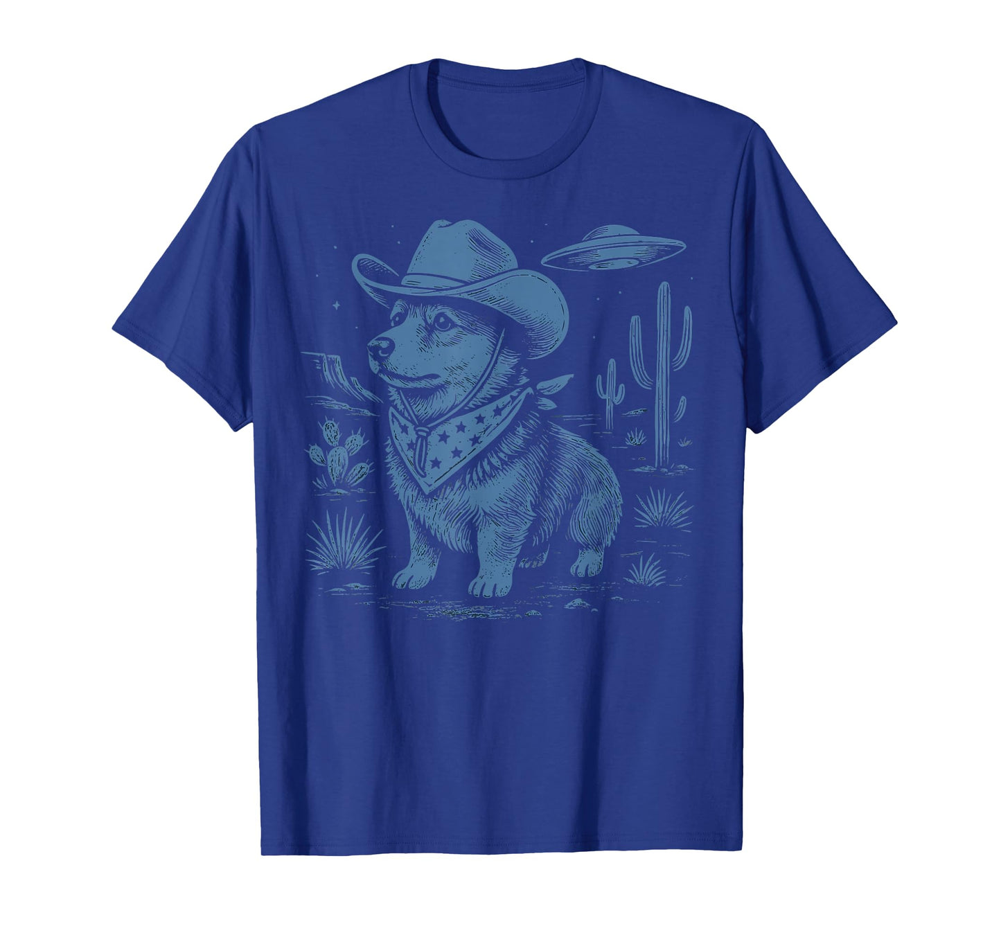 Corgi Cowboy UFO Alien T-Shirt
