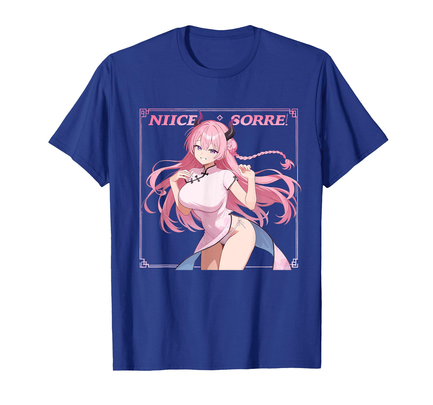 Waifu Sexy Anime Girl Horns Japanese Retro Art T-Shirt