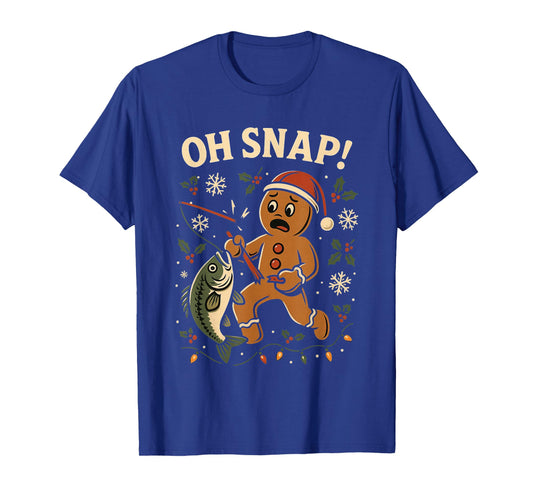 Oh Snap Gingerbreadman Christmas Fishing T-Shirt