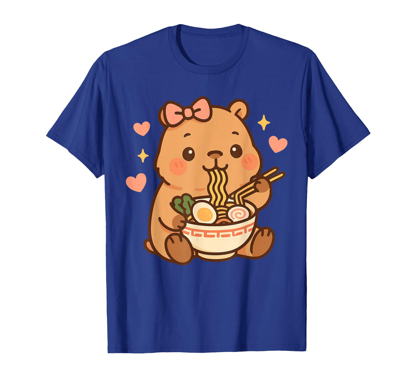 Cute Capybara Eating Ramen, Kawaii Japanese Noodle Bowl T-Shirt