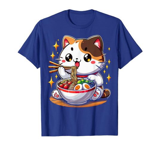 Cat Ramen Noodles Anime Kawaii Japanese Cat T-Shirt