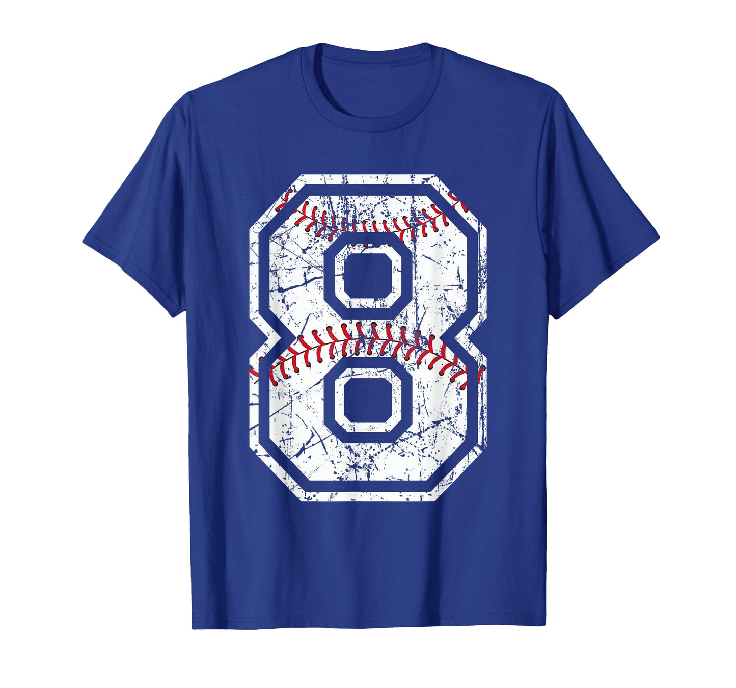 Baseball Jersey Number 8 Vintage Distressed Graphic T-Shirt