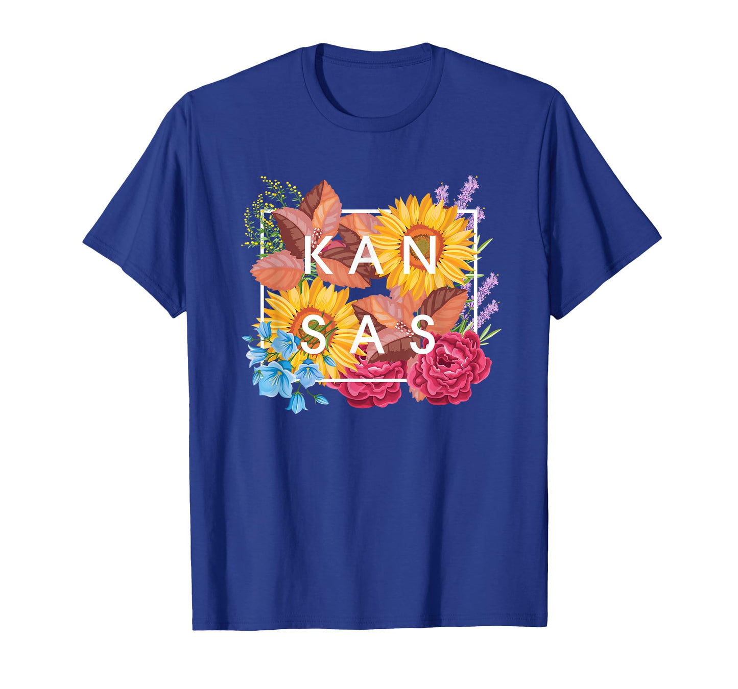 Flowers of Kansas Word Art - Kansan State Souvenir T-Shirt