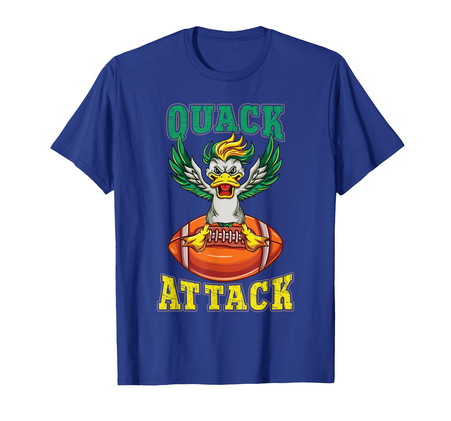 Quack Attack Funny Yellow Green Duck Lover Football Player T-Shirt