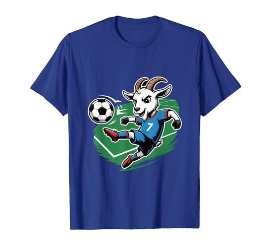 Football Goat Striker Number 7 Kicking Soccer Ball T-Shirt