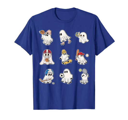 Sports Ghost Halloween Ghost Basketball Baseball Volleyball T-Shirt