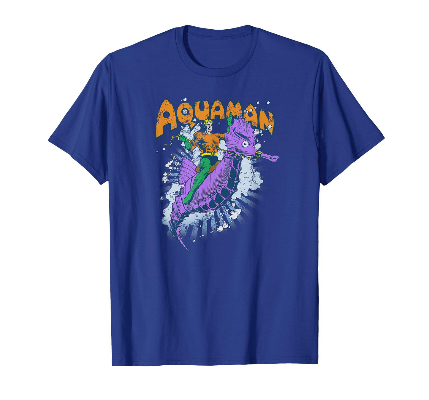 DC Comics Aquaman Ride Free Unisex-Adults T-Shirt, Blue, Small, Short Sleeve, Classic Fit