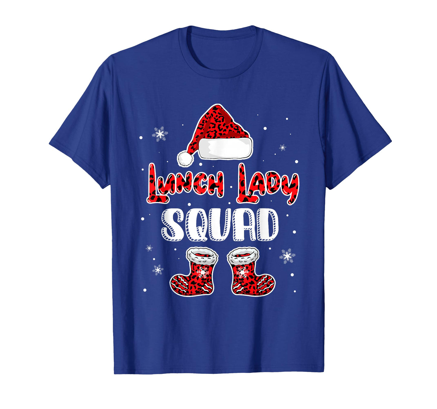 Lunch Lady Squad Leopard Santa's Hat Christmas Lunch Lady T-Shirt