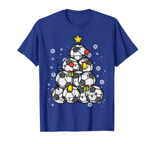 Soccer Christmas Tree Xmas Player Boys Girls Men Women Kids T-Shirt