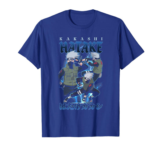 Naruto Shippuden Retro Kakashi Lightning Poses Anime T-Shirt