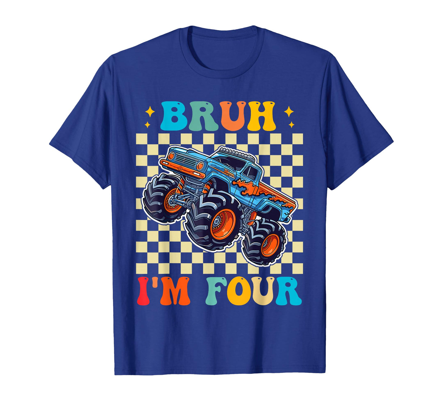 Kids Bruh I'm Four 4 Year Old Monster Truck 4th Birthday Boy T-Shirt