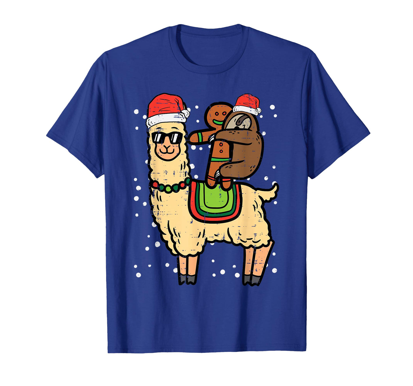 Christmas Sloth Gingerbread Riding Llama Xmas Men Women Kids T-Shirt