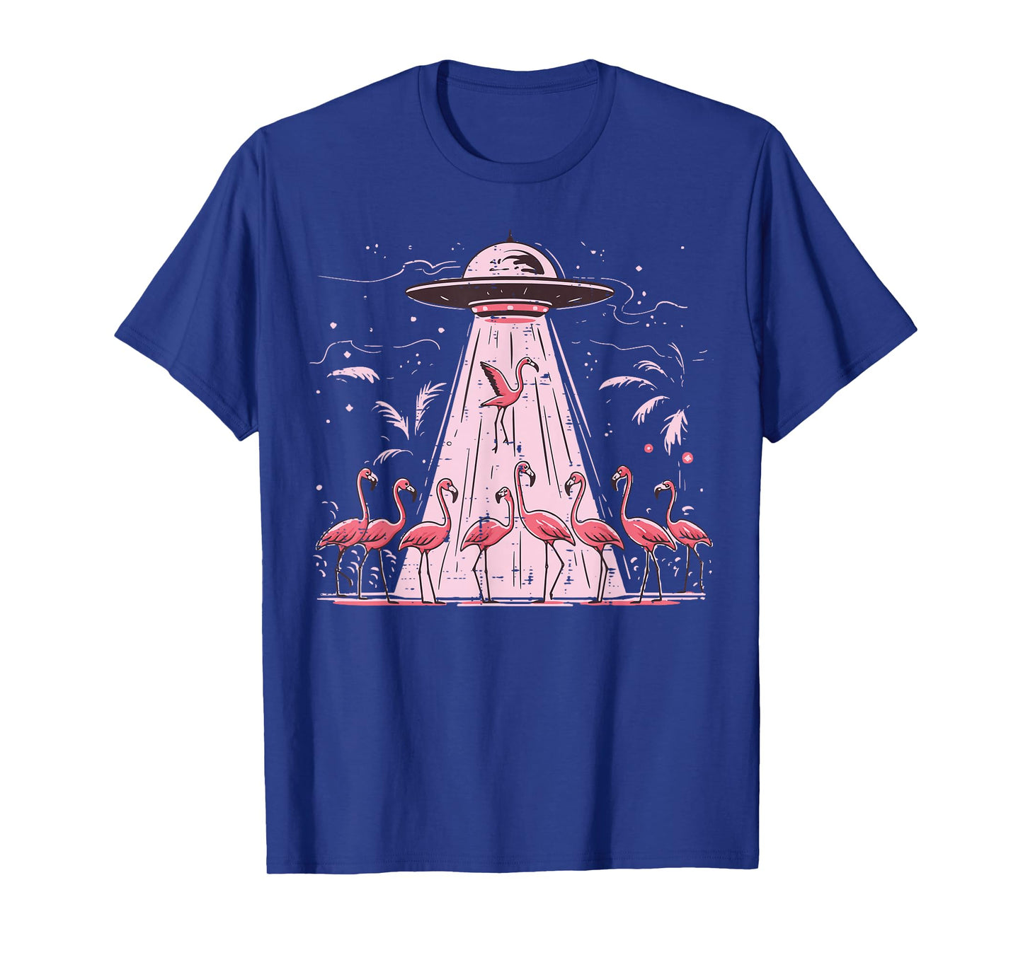 Alien UFO Abducting Flamingos Funny Women Girls Kids Men T-Shirt
