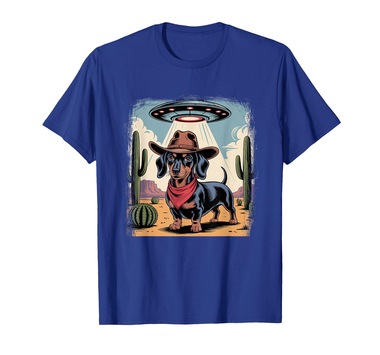 Alien Cowboy Dachshund Funny Wiener Dog UFO T-Shirt