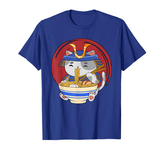 Kawaii Cat Eating Ramen Noodles Otaku Manga Funny Anime T-Shirt
