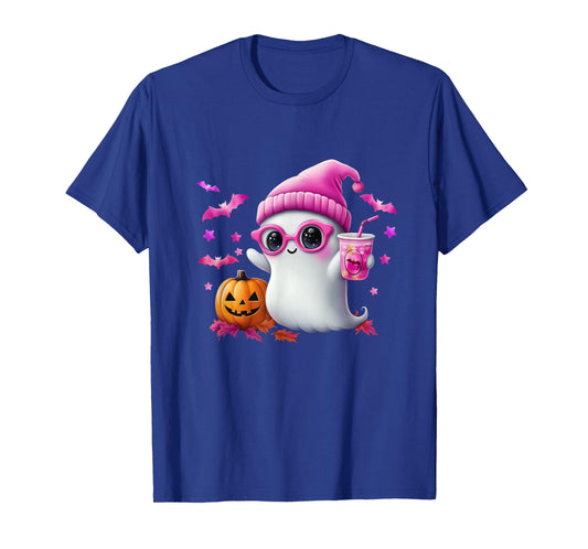Cute Pink Ghost Halloween - Funny Retro Ghost with T-Shirt