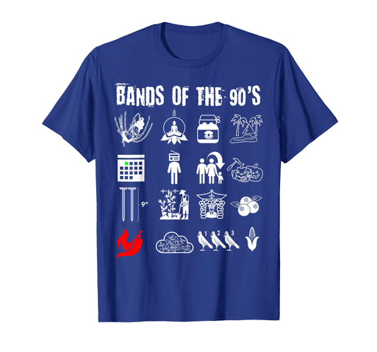Funny Nerdy Iconic Alternative Rock Bands of The 90s White T-Shirt
