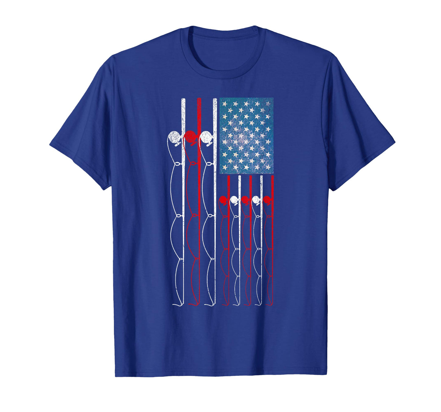 USA Flag Fishing Poles Patriotic Fisherman Flag Rod and Reel T-Shirt