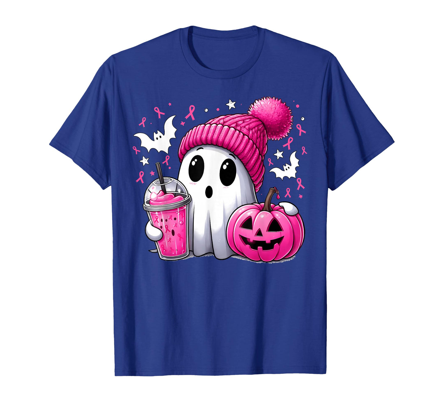 Cute Ghost Pink Ribbon Halloween Breast Cancer Awareness T-Shirt