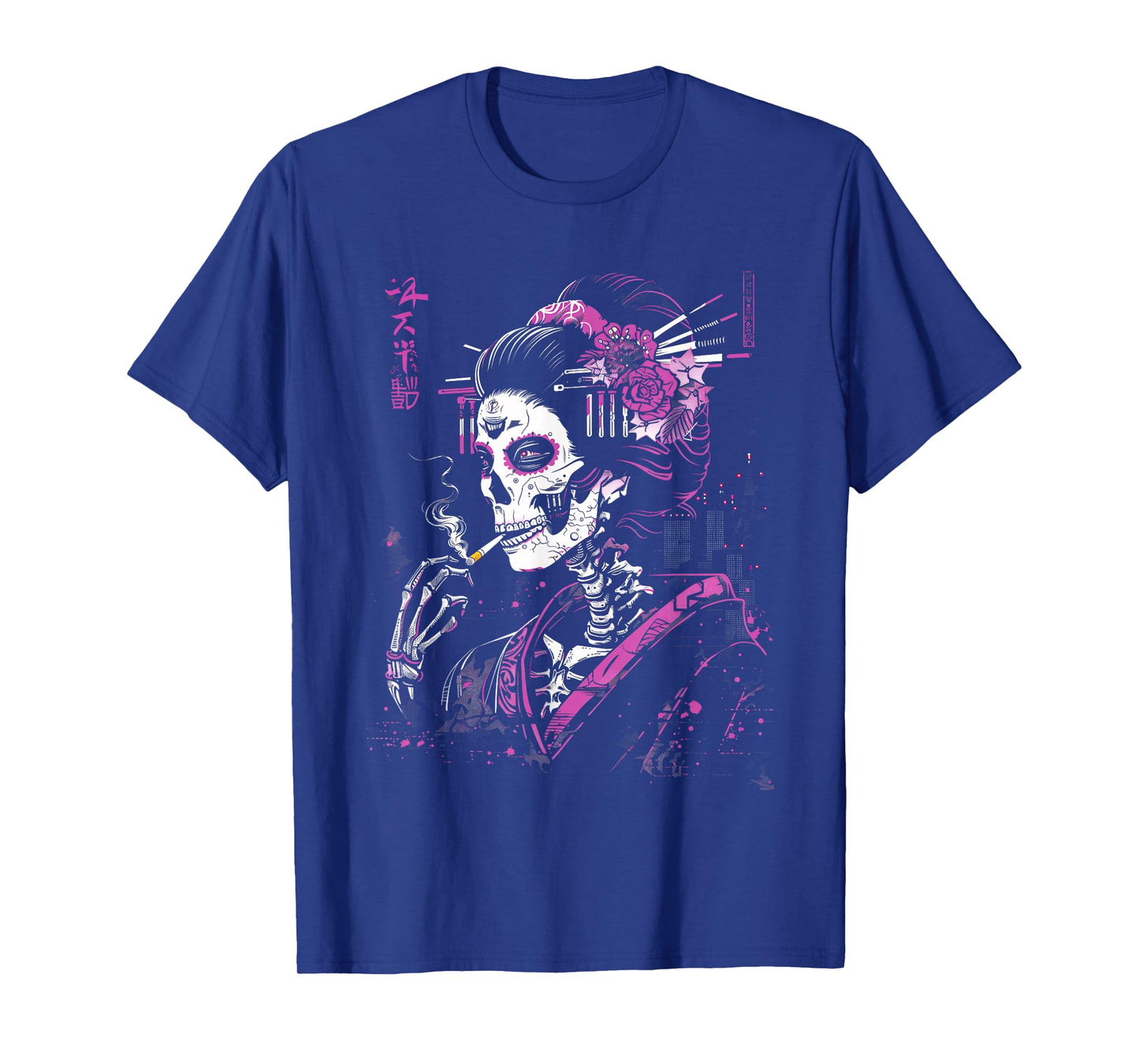 Anime Japanese Goth Cyberpunk City Skull Sugar T-Shirt