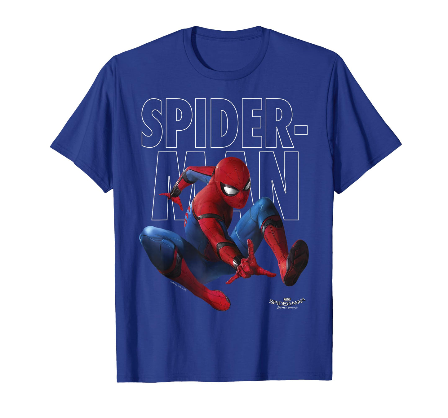 Marvel Spider-Man Homecoming Outlined Epic Jump Pose T-Shirt Small