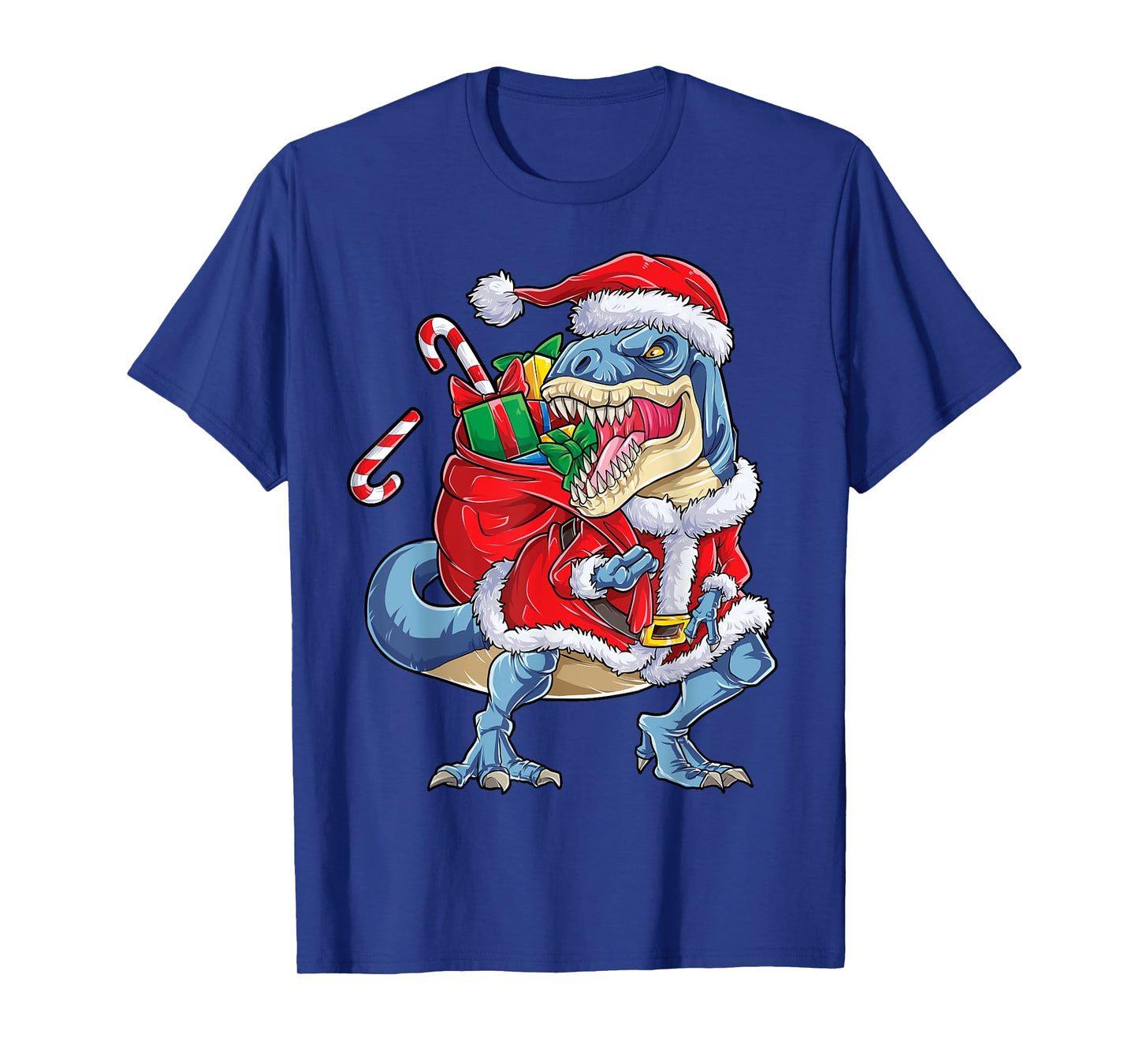 Dinosaur Christmas Santa Claus T-rex Boys Men Funny Xmas T-Shirt