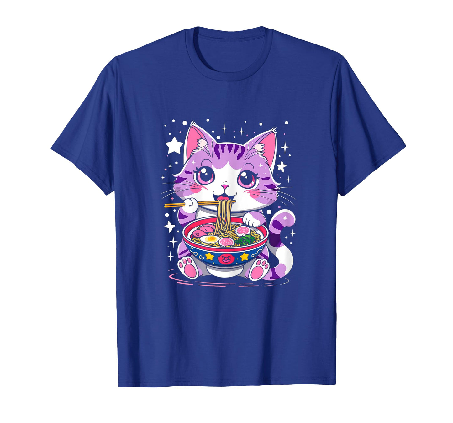 Kawaii Cat Eating Ramen Cat Japanese Funny Cat Anime Noodles T-Shirt