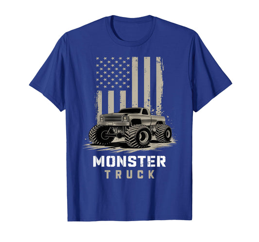 Monster Truck American Flag Racing USA Patriotic 4th Of July T-Shirt