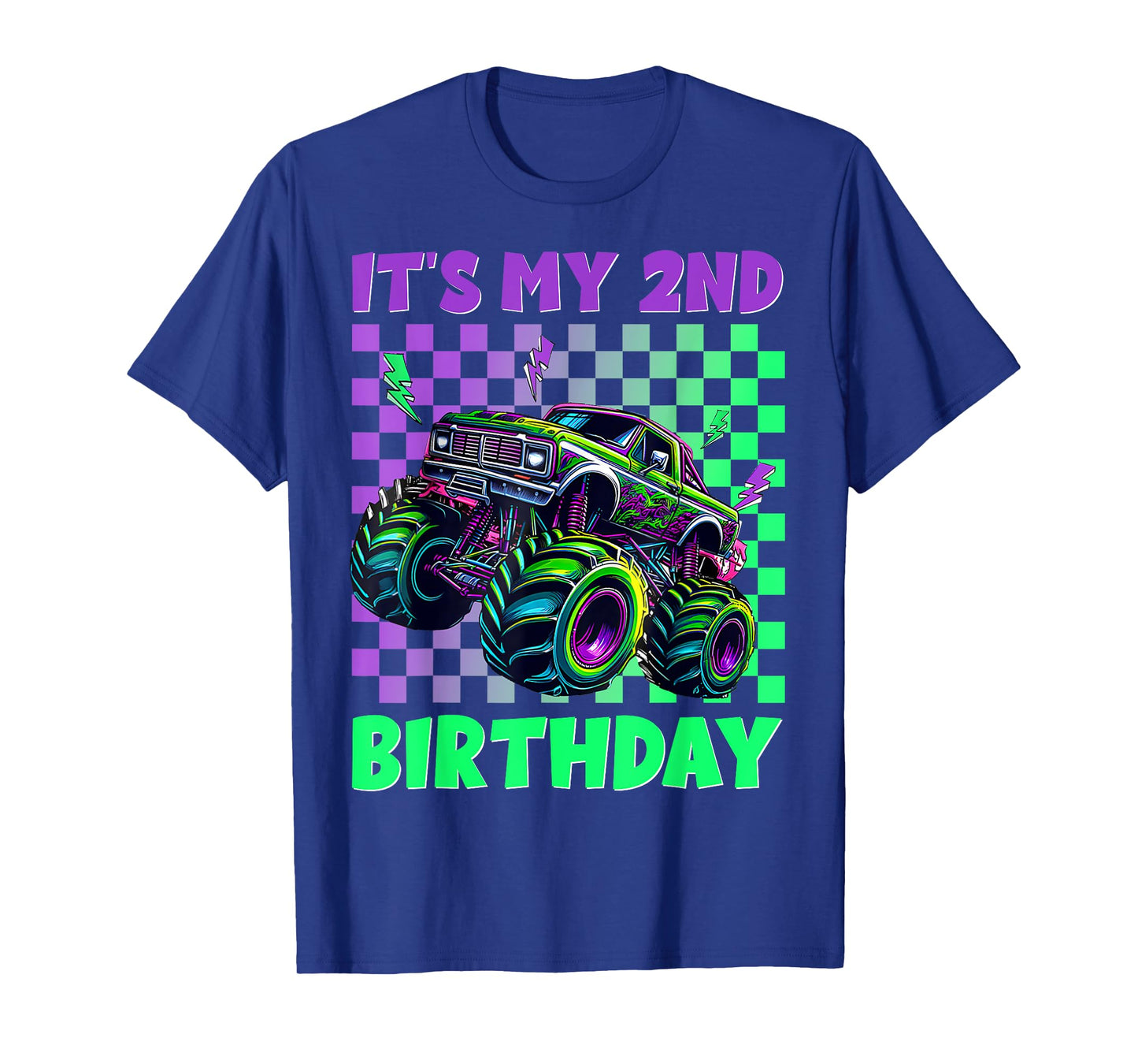 Funny It's My 2nd Birthday Boy Monster Truck 2 Year Old Kids T-Shirt