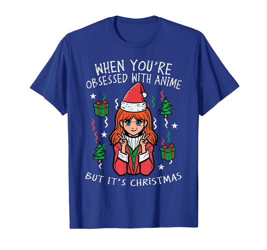 Obsessed With Anime But Christmas Xmas Women Girls Kids Men T-Shirt