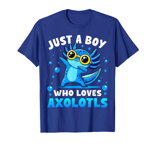 Just A Boy Who Loves Axolotls Cute Dabbing Axolotl Boys Kids T-Shirt