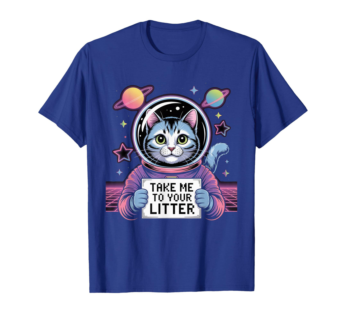 Take Me to Your Litter Funny Cat UFO Alien Space Men Women T-Shirt