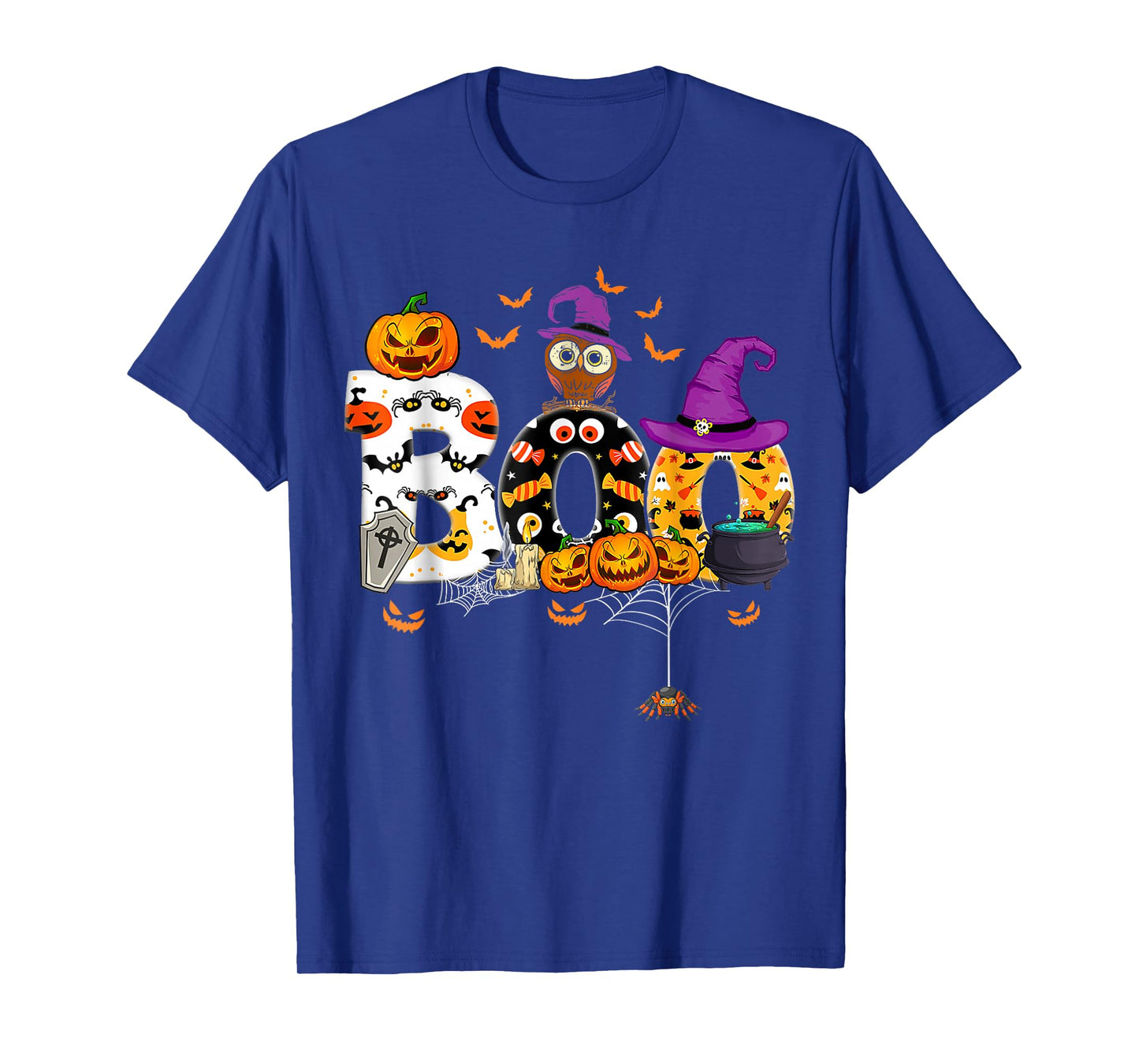 Boo Creepy Owl Pumpkin Ghost Halloween Men Women Kids T-Shirt