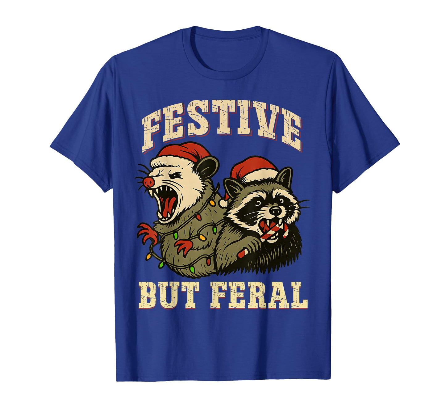 Funny Feral Christmas Raccoon and Possum Festive Xmas Animal T-Shirt