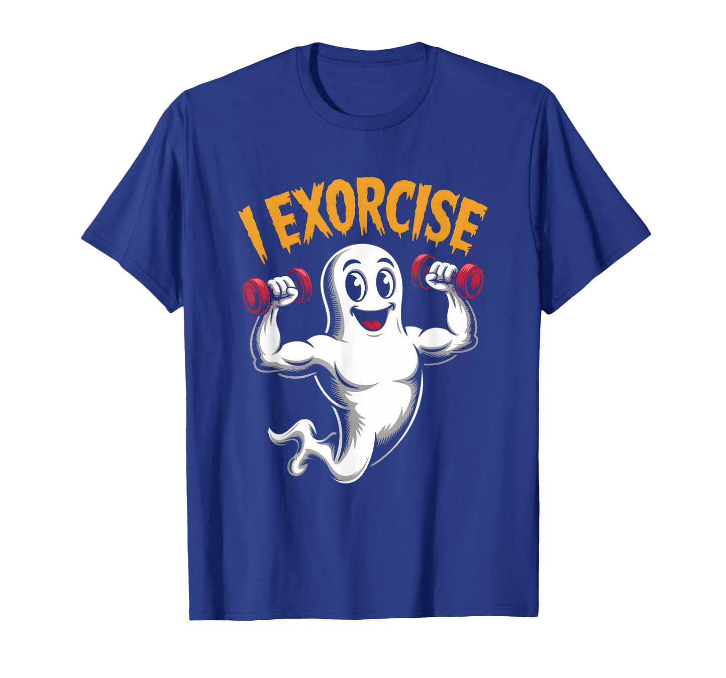 Muscular Ghost I Exorcise Parody Exercise Workout Halloween T-Shirt