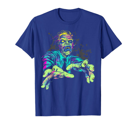 Halloween Neon Zombie Walk Splattered T-Shirt