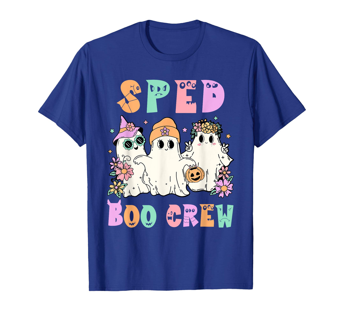 Floral SPED Boo Crew Halloween Ghost Special Ed SPED Teacher Men Women T-Shirt