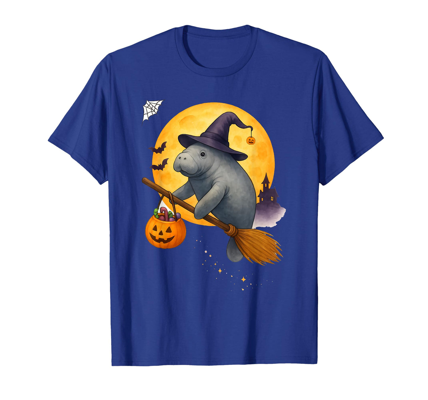 Manatee Witch Hat Pumpkin Halloween Costume Men Women T-Shirt