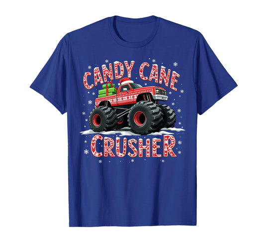 Christmas Candy Cane Crusher Xmas Monster Truck T-Shirt