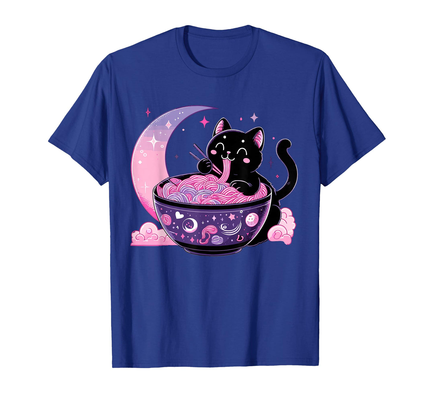 Pastel Goth Aesthetic Kawaii Cat Eating Ramen Noodles T-Shirt