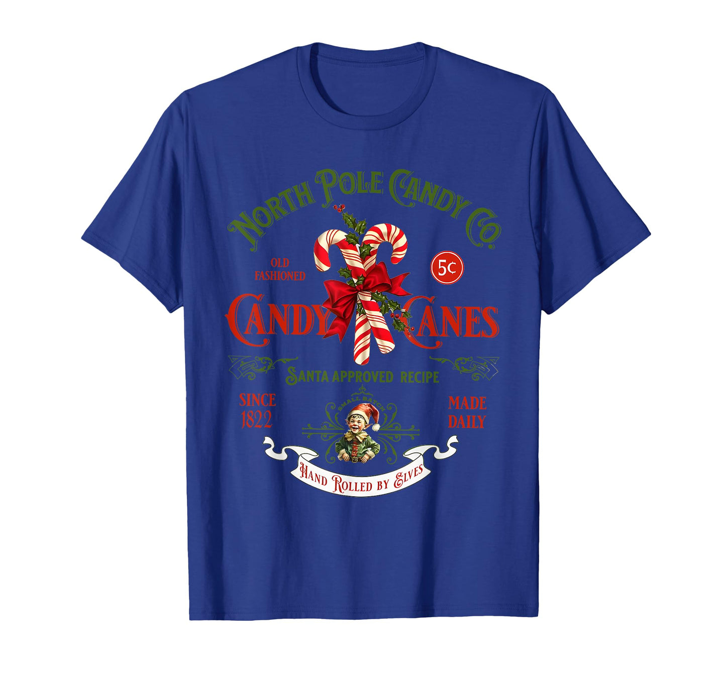 Christmas Retro Old Fashioned Candy Cane North Pole T-Shirt